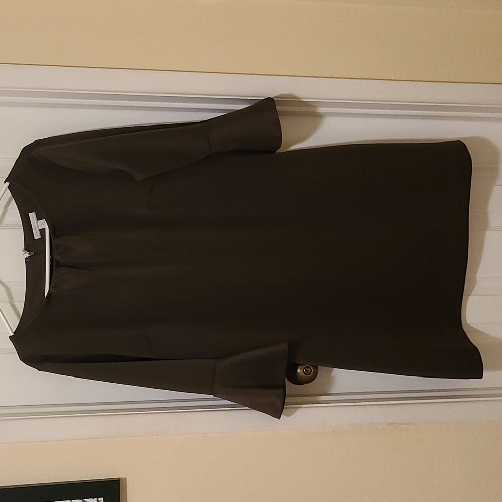 NEW YORK & CO Women's Olive Green Long Sleeve Sheath Dress - Size X-Large